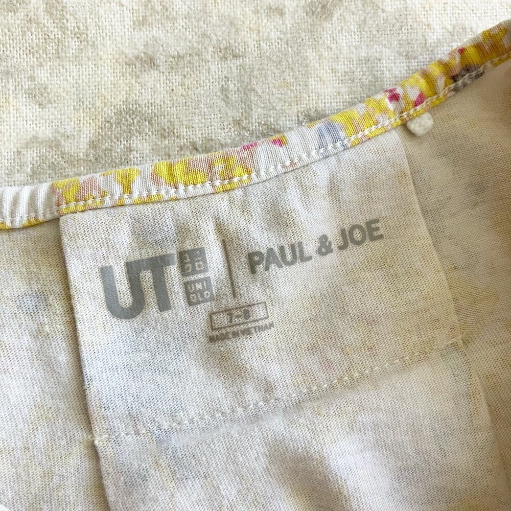 UT Uniqlo Paul & Joe Girls 7-8 A Line Dress Tunic Top Floral Bow Print Yellow - Picture 3 of 8